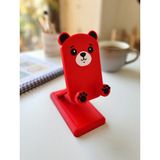 My Craft 3D MYCRAFT3D Pati ve Ayı Tasarımlı Sevimli Telefon Standı - Çocuklara/hayvan Severlere Hediye - Kırmızı