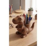 My Craft 3D MYCRAFT3D Sevimli Dinozor Figürlü T-Rex Masa Üstü Düzenleyici Kalemlik 3D Tasarım Çocuk ve Ofis Organizer 25CM - Kahverengi