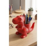 My Craft 3D MYCRAFT3D Sevimli Dinozor Figürlü T-Rex Masa Üstü Düzenleyici Kalemlik 3D Tasarım Çocuk ve Ofis Organizer 25CM - Kırmızı