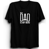 My Dad Is My Hero, Babam Benim Kahramanımdır, Babalar Günü, Father's Day %100 Pamuk Tişört - Siyah - 8 - 9 Yaş