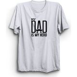 My Dad Is My Hero, Babam Benim Kahramanımdır, Babalar Günü, Father's Day %100 Pamuk Tişört - XL - Beyaz