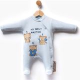 My Daıly Routıne Baskılı Çıtçıtlı Patikli Penye Tulum - Mavi - 3 - 6 Ay - FLE252408-MAVI-3 - 6 Ay Mavi