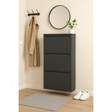 My Design Antrasit Metal Ayakkabılık 3 Kapaklı 3 Raflı Geniş Kapasite ile Şık Görünüm