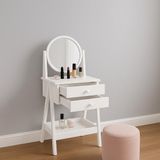 My Design Beyaz İskandinav Tasarımlı Makyaj Masası Suntalam Malzeme ile Modern Stil