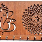 My Dream Carts Ganesha Om Çakra Anahtarlık Ev Dekor Öğeler için | Şık Anahtar Askı Duvara Monte | El Sanatları Anahtarlık Standı | Ofis Dekorasyonu için Ahşap Anahtarlık Askıları | Ahşap Anahtarlar