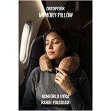 my dreams visco pillow %100 Visco Ortopedik Seyahat Boyun Yastığı kahve U Tipi Hafızalı Sünger Destekli 31x27 cm