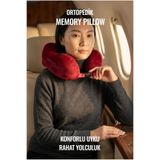 my dreams visco pillow %100 Visco Ortopedik Seyahat Boyun Yastığı Kırmızı U Tipi Hafızalı Sünger Destekli 31x27 cm