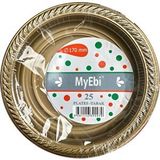 My-Ebi Altın Renkli Parti Davet Plastik Tabak - 17 Cm. - 25 Adetlik Paket