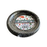 My-Ebi Kullan At Renkli Siyah Parti Davet Plastik Tabak - 17 Cm. - 25 Adetlik Paket