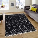 My Evilla 80x100 cm Modern Dekoratif Siyah Beyaz İskandinav Halı