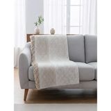 My Evilla Bej Krem Koltuk Örtüsü Kanepe Için Kaymaz Tabanlı Şık Dokulu Saçaklı Modern Salon Örtüsü 170X220CM - 170 x 220 cm - Krem - Bej