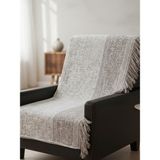 My Evilla Bej Vizon Koltuk Örtüsü Kanepe Için Kaymaz Tabanlı Şık Dokulu Saçaklı Modern Salon Örtüsü 170X220CM - 170 x 220 cm