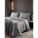 My Evilla Çift Kişilik Çizgi Desenli Nevresim Takımı Pamuk Polyester Modern Yatak Odası Seti - Gri - 200 x 220 cm