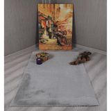 My Evilla Dekoratif Tavşan Tüyü Ultra Yumuşak Peluş Kaymaz Halı Yolluk - 100 x 200 cm - Gri