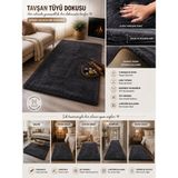 My Evilla Dekoratif Tavşan Tüyü Ultra Yumuşak Peluş Kaymaz Halı Yolluk - 80 x 100 cm - Antrasit