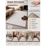 My Evilla Dekoratif Tavşan Tüyü Ultra Yumuşak Peluş Kaymaz Halı Yolluk - 80 x 120 cm - Beyaz