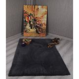 My Evilla Dekoratif Tavşan Tüyü Ultra Yumuşak Peluş Kaymaz Halı Yolluk - 80 x 150 cm - Antrasit