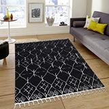 My Evilla Modern 200x250 cm Dekoratif Siyah Beyaz İskandinav Halı