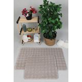 my evilla Modern Bubble Yıkanabilir Kaymaz Peluş Banyo Paspası Halısı 2'li Klozet Takımı 50x80-50x40cm Bej