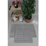 my evilla Modern Bubble Yıkanabilir Kaymaz Peluş Banyo Paspası Halısı 2'li Klozet Takımı 50X80-50x40cm Gri