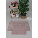 my evilla Modern Bubble Yıkanabilir Kaymaz Peluş Banyo Paspası Halısı 2'li Klozet Takımı 50x80-50x40cm Pembe