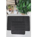 my evilla Modern Bubble Yıkanabilir Kaymaz Peluş Banyo Paspası Halısı 2li Klozet Takımı 60x100-50x60cm Antrasit