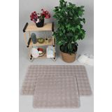 my evilla Modern Bubble Yıkanabilir Kaymaz Peluş Banyo Paspası Halısı 2'li Klozet Takımı 60x100-50x60cm Bej
