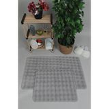 my evilla Modern Bubble Yıkanabilir Kaymaz Peluş Banyo Paspası Halısı 2'li Klozet Takımı 60x100-50x60cm Gri