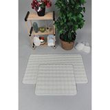 my evilla Modern Bubble Yıkanabilir Kaymaz Peluş Banyo Paspası Halısı 2'li Klozet Takımı 60x100-50x60cm Krem
