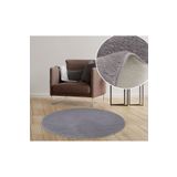 My Evilla Modern Dekoratif Halı Jel Kaymaz Taban Peluş Puffy Yuvarlak Gri 200 x 200