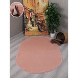 My Evilla Modern Dekoratif Kaymaz Taban Rabbit Oval Halı Yolluk - 80 x 100 cm - Pembe