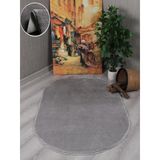 My Evilla Modern Dekoratif Kaymaz Taban Rabbit Oval Halı Yolluk Gri 150 x 300