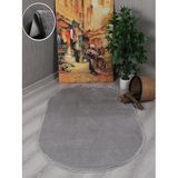 My Evilla Modern Dekoratif Kaymaz Taban Rabbit Oval Halı Yolluk Gri 50 x 80