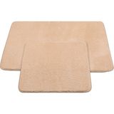 My Evilla Modern Dekoratif Kaymaz Taban Simirna Banyo Klozet Takımı 60X100-50X60 - Bej - 2li takım
