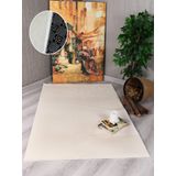 My Evilla Modern Dekoratif Kaymaz Taban Simirna Halı Yolluk Krem 100 x 100