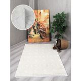 my evilla Modern Dekoratif Lara Dokuma Salon Oturma Odası Balkon Mutfak Halısı Koridor Halı Yolluk 9401A Krem 40 x 60