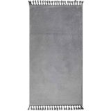 My Evilla Modern Dekoratif Örgü Saçaklı Puffy Peluş Halı Yolluk - 80 x 250 cm - Açık Gri