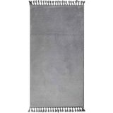 My Evilla Modern Dekoratif Örgü Saçaklı Puffy Peluş Halı Yolluk - Açık Gri - 120 x 250 cm