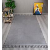 My Evilla Modern Dekoratif Örgü Saçaklı Simirna Peluş Halı Yolluk
