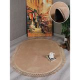 My Evilla Modern Dekoratif Oval Örgü Saçaklı Simirna Peluş Halı Yolluk