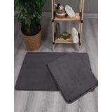My Evilla Modern Dekoratif Peluş Simirna 50x80-50x40 Banyo Klozet Takımı Antrasit