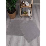 My Evilla Modern Dekoratif Peluş Simirna 50x80-50x40 Banyo Klozet Takımı Gri