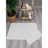 My Evilla Modern Dekoratif Peluş Simirna 50x80-50x40 Banyo Klozet Takımı Krem