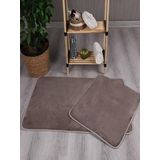 My Evilla Modern Dekoratif Peluş Simirna 50x80-50x40 Banyo Klozet Takımı Vizon