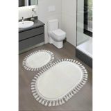 My Evilla Modern Simirna Dekoratif Peluş Oval Ponpon Saçaklı Klozet Takımı Beyaz