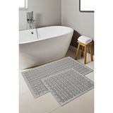 My Evilla Naturel Pamuklu Kilim Yıkanabilir Banyo Paspası Halısı 2'li Klozet Takımı 60X100-50X60CM Gri