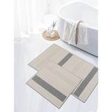 My Evilla Naturel Pamuklu Kilim Yıkanabilir Banyo Paspası Seti 2'li Klozet Takımı 60 x 100-50 x 60 cm 7021 Bej
