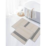 My Evilla Naturel Pamuklu Kilim Yıkanabilir Banyo Paspası Seti 2'li Klozet Takımı 60x100-50x60cm 7021 Bej