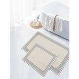 My Evilla Naturel Pamuklu Kilim Yıkanabilir Banyo Paspası Seti 2'li Klozet Takımı 60x100-50x60cm 7034 Bej