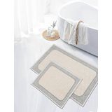 My Evilla Naturel Pamuklu Kilim Yıkanabilir Banyo Paspası Seti 2'li Klozet Takımı 60x100-50x60cm 7034